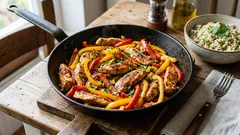 Peru salteado com pimento e paprika: jantar rápido numa só frigideira